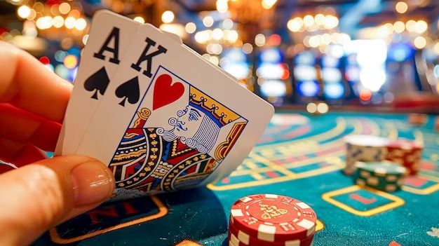 Mobile phone displaying link jostoto app interface with slot games and live casino options